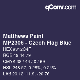 カラーコード: Matthews Paint - MP2306 - Czech Flag Blue | qconv.com