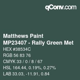 颜色代码: Matthews Paint - MP23407 - Rally Green Met | qconv.com