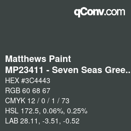 カラーコード: Matthews Paint - MP23411 - Seven Seas Green Met | qconv.com