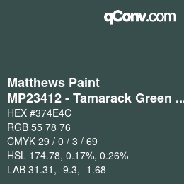 Farbcode: Matthews Paint - MP23412 - Tamarack Green Met | qconv.com
