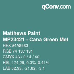 Code couleur: Matthews Paint - MP23421 - Cana Green Met | qconv.com
