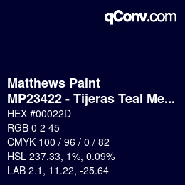 Código de color: Matthews Paint - MP23422 - Tijeras Teal Met | qconv.com