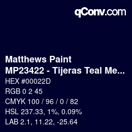 Code couleur: Matthews Paint - MP23422 - Tijeras Teal Met | qconv.com