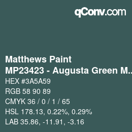 Color code: Matthews Paint - MP23423 - Augusta Green Met | qconv.com