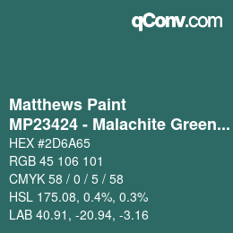 Código de color: Matthews Paint - MP23424 - Malachite Green Met | qconv.com