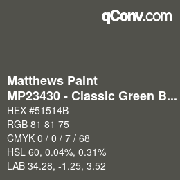 Código de color: Matthews Paint - MP23430 - Classic Green Bronze Met | qconv.com