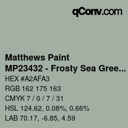 Farbcode: Matthews Paint - MP23432 - Frosty Sea Green Met | qconv.com