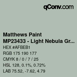 Color code: Matthews Paint - MP23433 - Light Nebula Green Met | qconv.com