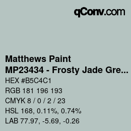 Color code: Matthews Paint - MP23434 - Frosty Jade Green Met | qconv.com