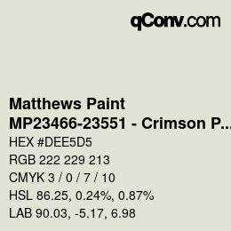 カラーコード: Matthews Paint - MP23466-23551 - Crimson Prl over Eagle Feather | qconv.com