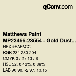 Code couleur: Matthews Paint - MP23466-23554 - Gold Dust Prl over Eagle Feather | qconv.com