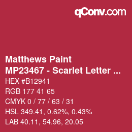Color code: Matthews Paint - MP23467 - Scarlet Letter Basecoat | qconv.com