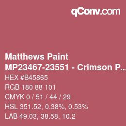 カラーコード: Matthews Paint - MP23467-23551 - Crimson Prl over Scarlet Letter | qconv.com