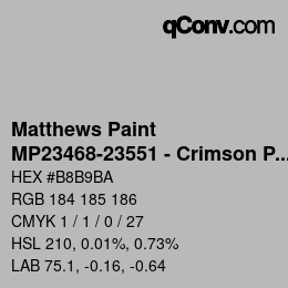 カラーコード: Matthews Paint - MP23468-23551 - Crimson Prl over Hot Plata | qconv.com