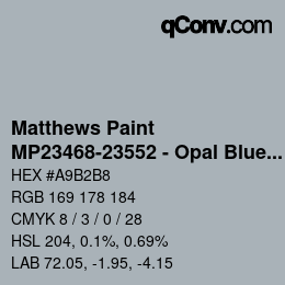 Code couleur: Matthews Paint - MP23468-23552 - Opal Blue Prl over Hot Plata | qconv.com