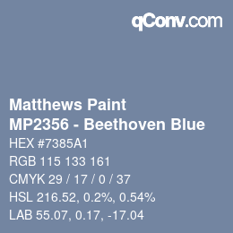 カラーコード: Matthews Paint - MP2356 - Beethoven Blue | qconv.com