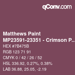 カラーコード: Matthews Paint - MP23591-23351 - Crimson Prl over Black | qconv.com