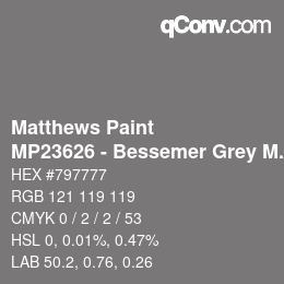 カラーコード: Matthews Paint - MP23626 - Bessemer Grey Met | qconv.com