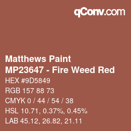 カラーコード: Matthews Paint - MP23647 - Fire Weed Red | qconv.com