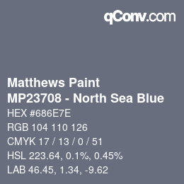 颜色代码: Matthews Paint - MP23708 - North Sea Blue | qconv.com