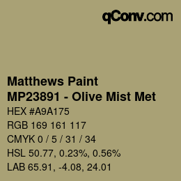 Código de color: Matthews Paint - MP23891 - Olive Mist Met | qconv.com