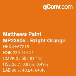 Color code: Matthews Paint - MP23906 - Bright Orange | qconv.com