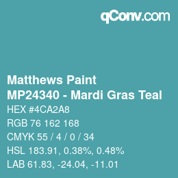 Farbcode: Matthews Paint - MP24340 - Mardi Gras Teal | qconv.com