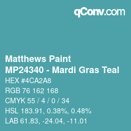 カラーコード: Matthews Paint - MP24340 - Mardi Gras Teal | qconv.com