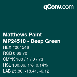 Código de color: Matthews Paint - MP24510 - Deep Green | qconv.com