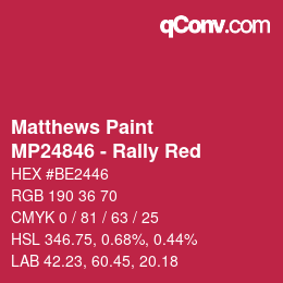 カラーコード: Matthews Paint - MP24846 - Rally Red | qconv.com
