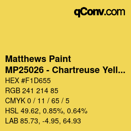 Farbcode: Matthews Paint - MP25026 - Chartreuse Yellow | qconv.com