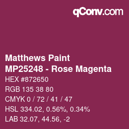 カラーコード: Matthews Paint - MP25248 - Rose Magenta | qconv.com