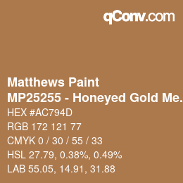 Color code: Matthews Paint - MP25255 - Honeyed Gold Met | qconv.com