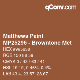 Color code: Matthews Paint - MP25296 - Browntone Met | qconv.com