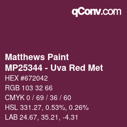 Código de color: Matthews Paint - MP25344 - Uva Red Met | qconv.com