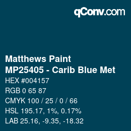 Código de color: Matthews Paint - MP25405 - Carib Blue Met | qconv.com