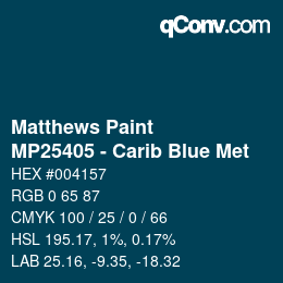 颜色代码: Matthews Paint - MP25405 - Carib Blue Met | qconv.com