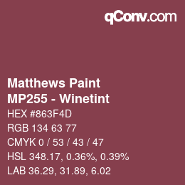 Color code: Matthews Paint - MP255 - Winetint | qconv.com