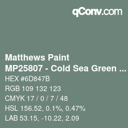 Color code: Matthews Paint - MP25807 - Cold Sea Green Met | qconv.com