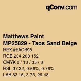 Color code: Matthews Paint - MP25829 - Taos Sand Beige | qconv.com