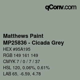 カラーコード: Matthews Paint - MP25836 - Cicada Grey | qconv.com