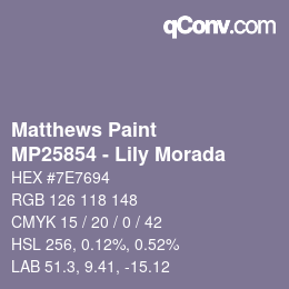 カラーコード: Matthews Paint - MP25854 - Lily Morada | qconv.com
