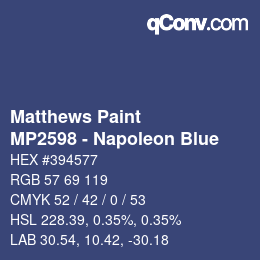 カラーコード: Matthews Paint - MP2598 - Napoleon Blue | qconv.com