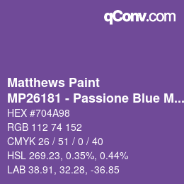 Farbcode: Matthews Paint - MP26181 - Passione Blue Met | qconv.com