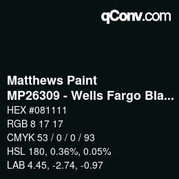 カラーコード: Matthews Paint - MP26309 - Wells Fargo Black | qconv.com