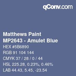 Code couleur: Matthews Paint - MP2643 - Amulet Blue | qconv.com