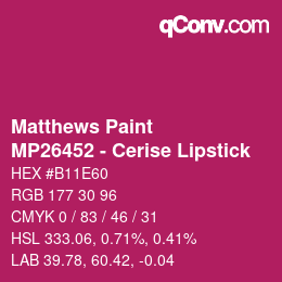 Code couleur: Matthews Paint - MP26452 - Cerise Lipstick | qconv.com
