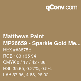 Código de color: Matthews Paint - MP26659 - Sparkle Gold Met | qconv.com