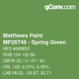 Color code: Matthews Paint - MP26749 - Spring Green | qconv.com