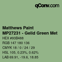 Color code: Matthews Paint - MP27231 - Gelid Green Met | qconv.com